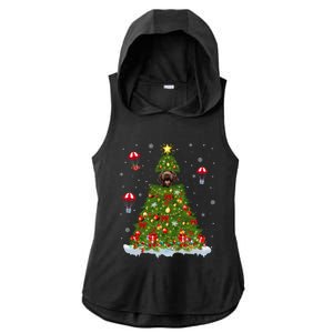 Xmas Tree Decorations Lights Santa Poodle Dog Christmas Gift Ladies PosiCharge Tri-Blend Wicking Draft Hoodie Tank