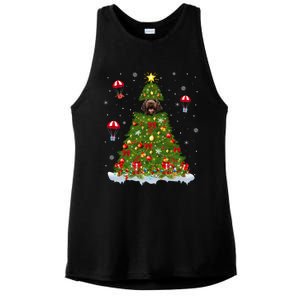 Xmas Tree Decorations Lights Santa Poodle Dog Christmas Gift Ladies PosiCharge Tri-Blend Wicking Tank