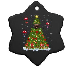 Xmas Tree Decorations Lights Santa Poodle Dog Christmas Gift Ceramic Star Ornament