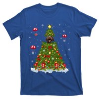 Xmas Tree Decorations Lights Santa Poodle Dog Christmas Gift T-Shirt