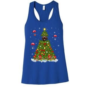 Xmas Tree Decorations Lights Santa Poodle Dog Christmas Gift Women's Racerback Tank