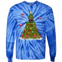 Xmas Tree Decorations Lights Santa Poodle Dog Christmas Gift Tie-Dye Long Sleeve Shirt