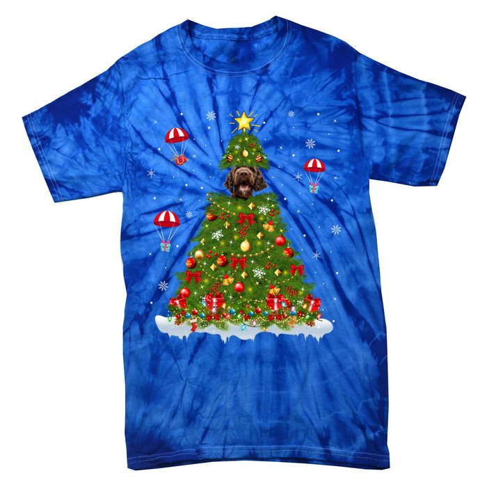 Xmas Tree Decorations Lights Santa Poodle Dog Christmas Gift Tie-Dye T-Shirt