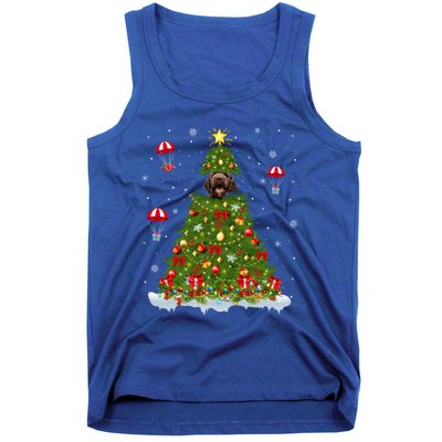 Xmas Tree Decorations Lights Santa Poodle Dog Christmas Gift Tank Top