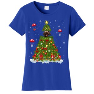 Xmas Tree Decorations Lights Santa Poodle Dog Christmas Gift Women's T-Shirt