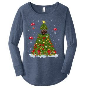 Xmas Tree Decorations Lights Santa Poodle Dog Christmas Gift Women's Perfect Tri Tunic Long Sleeve Shirt