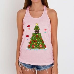 Xmas Tree Decorations Lights Santa Poodle Dog Christmas Gift Women's Knotted Racerback Tank