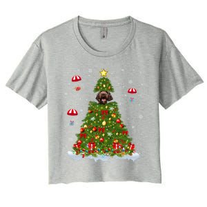 Xmas Tree Decorations Lights Santa Poodle Dog Christmas Gift Women's Crop Top Tee