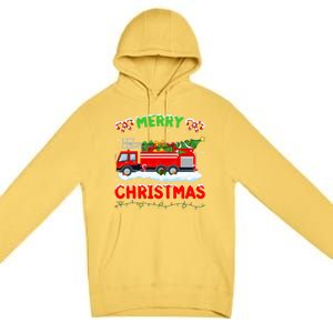 Xmas Tree Decoration Firefighter Fire Truck Christmas Funny Gift Premium Pullover Hoodie