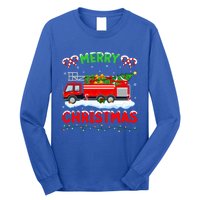 Xmas Tree Decoration Firefighter Fire Truck Christmas Funny Gift Long Sleeve Shirt