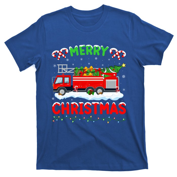 Xmas Tree Decoration Firefighter Fire Truck Christmas Funny Gift T-Shirt