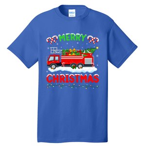 Xmas Tree Decoration Firefighter Fire Truck Christmas Funny Gift Tall T-Shirt