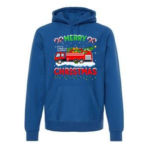 Xmas Tree Decoration Firefighter Fire Truck Christmas Funny Gift Premium Hoodie