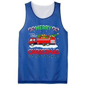 Xmas Tree Decoration Firefighter Fire Truck Christmas Funny Gift Mesh Reversible Basketball Jersey Tank