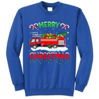 Xmas Tree Decoration Firefighter Fire Truck Christmas Funny Gift Tall Sweatshirt