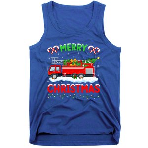 Xmas Tree Decoration Firefighter Fire Truck Christmas Funny Gift Tank Top