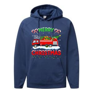 Xmas Tree Decoration Firefighter Fire Truck Christmas Funny Gift Performance Fleece Hoodie