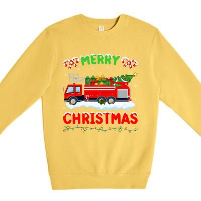 Xmas Tree Decoration Firefighter Fire Truck Christmas Gift Premium Crewneck Sweatshirt