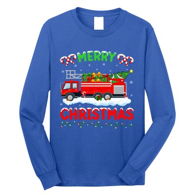 Xmas Tree Decoration Firefighter Fire Truck Christmas Gift Long Sleeve Shirt