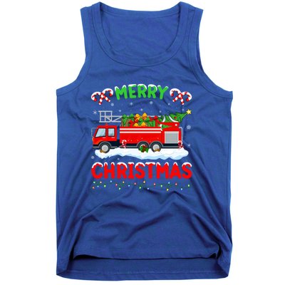 Xmas Tree Decoration Firefighter Fire Truck Christmas Gift Tank Top