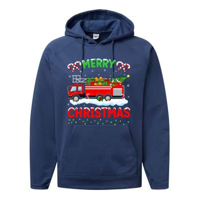 Xmas Tree Decoration Firefighter Fire Truck Christmas Gift Performance Fleece Hoodie