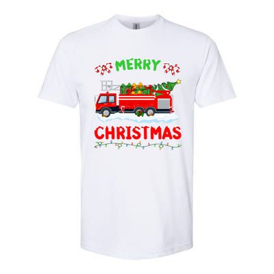 Xmas Tree Decoration Firefighter Fire Truck Christmas Gift Softstyle CVC T-Shirt