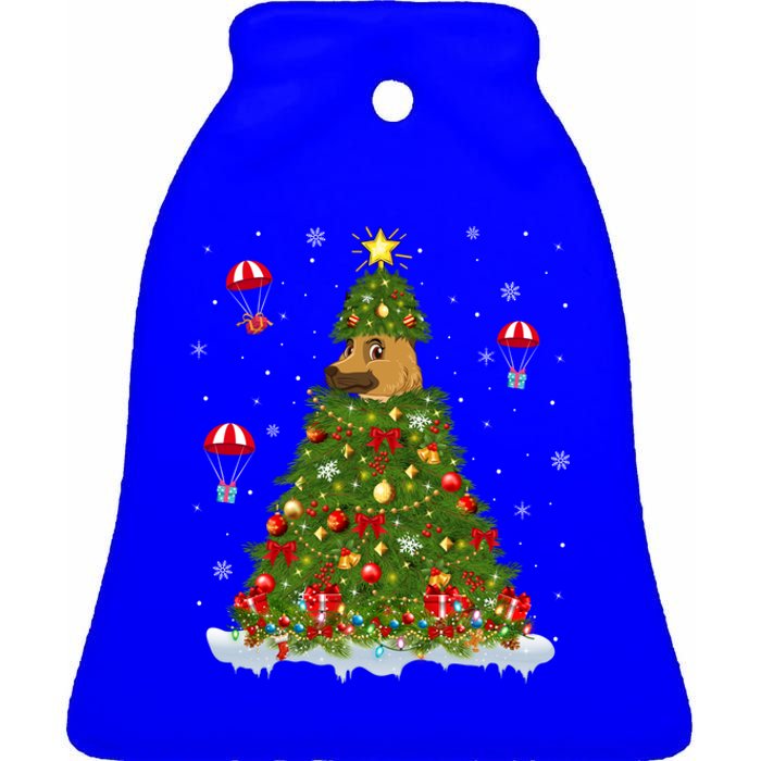 Xmas Tree Decorations Santa Ger Shepherd Dog Christmas Gift Ceramic Bell Ornament