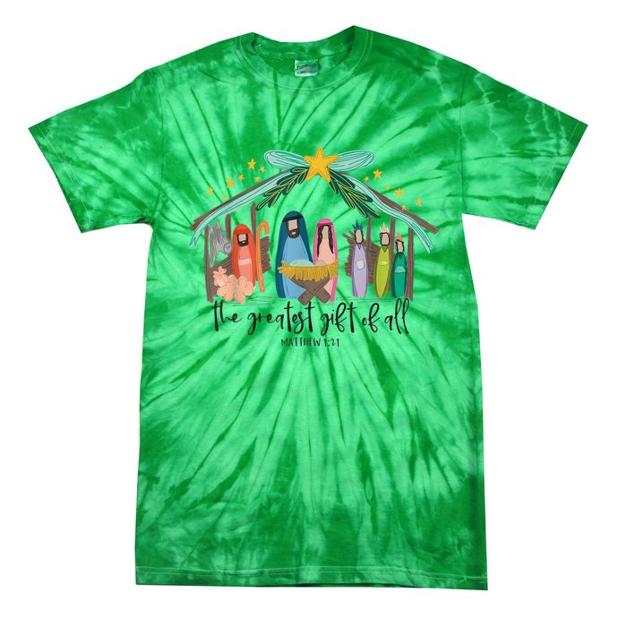 Xmas The Greatest Gift For All Christmas Nativity Jesus Christian Gift Tie-Dye T-Shirt