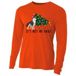 Xmas Tree It Is Not My Fault Siberian Husky Dog Christmas Gift Cooling Performance Long Sleeve Crew