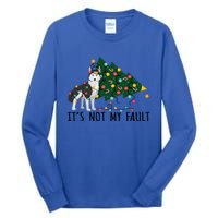 Xmas Tree It Is Not My Fault Siberian Husky Dog Christmas Gift Tall Long Sleeve T-Shirt