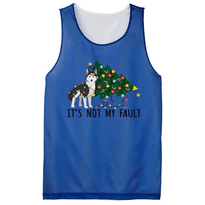 Xmas Tree It Is Not My Fault Siberian Husky Dog Christmas Gift Mesh Reversible Basketball Jersey Tank