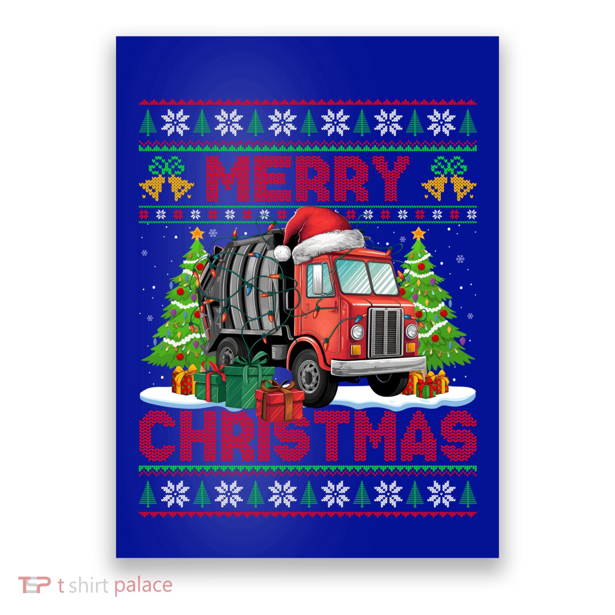 Xmas Tree Lights Ugly Style Santa Garbage Truck Christmas Gift Poster