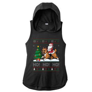 Xmas Tree Lighting Santa Brussels Griffon Dog Christmas Ladies PosiCharge Tri-Blend Wicking Draft Hoodie Tank