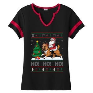 Xmas Tree Lighting Santa Brussels Griffon Dog Christmas Ladies Halftime Notch Neck Tee