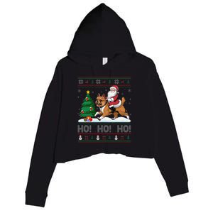 Xmas Tree Lighting Santa Brussels Griffon Dog Christmas Crop Fleece Hoodie