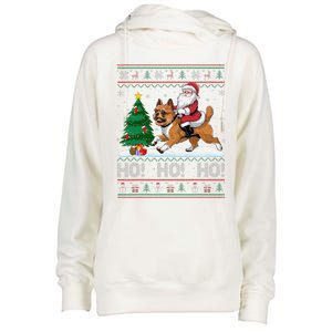 Xmas Tree Lighting Santa Brussels Griffon Dog Christmas Womens Funnel Neck Pullover Hood