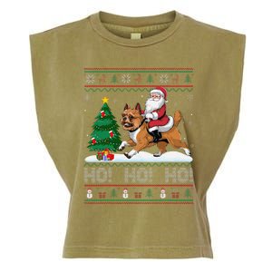 Xmas Tree Lighting Santa Brussels Griffon Dog Christmas Garment-Dyed Women's Muscle Tee