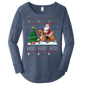 Xmas Tree Lighting Santa Brussels Griffon Dog Christmas Women's Perfect Tri Tunic Long Sleeve Shirt