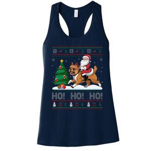 Xmas Tree Lighting Santa Brussels Griffon Dog Christmas Women's Racerback Tank