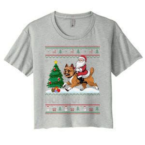 Xmas Tree Lighting Santa Brussels Griffon Dog Christmas Women's Crop Top Tee