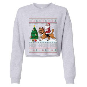 Xmas Tree Lighting Santa Brussels Griffon Dog Christmas Cropped Pullover Crew