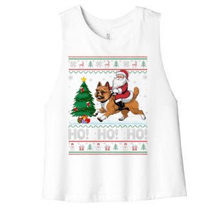 Xmas Tree Lighting Santa Brussels Griffon Dog Christmas Women's Racerback Cropped Tank