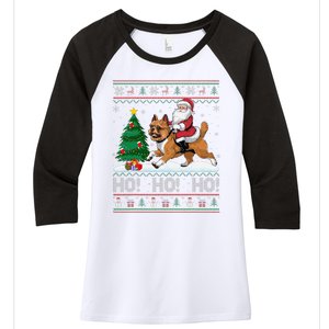 Xmas Tree Lighting Santa Brussels Griffon Dog Christmas Women's Tri-Blend 3/4-Sleeve Raglan Shirt