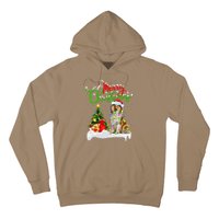 Xmas Tree Lights Santa Hat Rough Collie Dog Christmas Hoodie