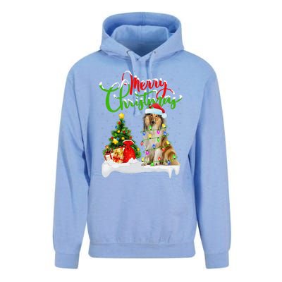 Xmas Tree Lights Santa Hat Rough Collie Dog Christmas Unisex Surf Hoodie