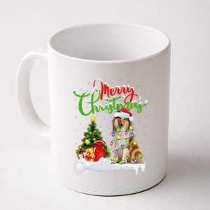 Xmas Tree Lights Santa Hat Rough Collie Dog Christmas Coffee Mug