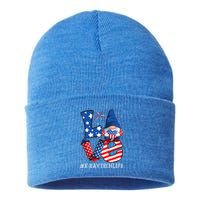 Xray Tech Love 4th Of July Gnome Usa Patriotic Gift Sustainable Knit Beanie