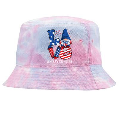 Xray Tech Love 4th Of July Gnome Usa Patriotic Gift Tie-Dyed Bucket Hat