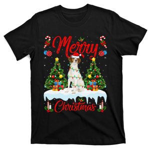 Xmas Tree Lighting Brittany Spaniel Dog Merry Christmas T-Shirt