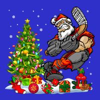 Xmas Tree Light Presents Santa Playing Hockey Player Lover Gift 16 in Basic Backpack